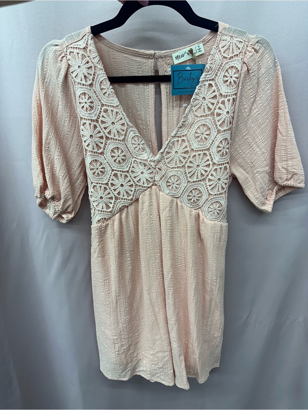 Blush Crochet-Trim V-Neck Women’s Top